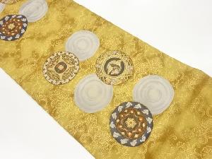 花唐草に丸・花・鶏模様織出し袋帯